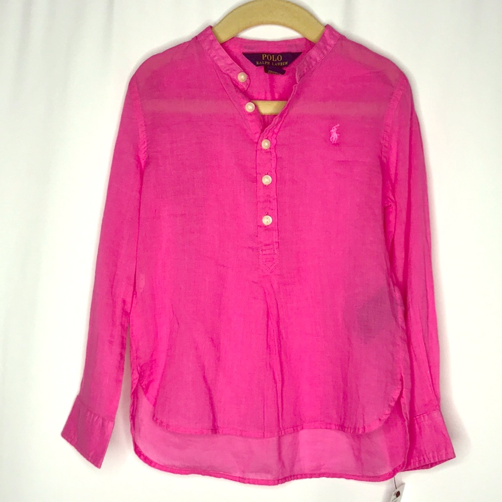 Pink Linen Top,Polo Ralph Lauren Girls Size 5, NWT